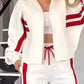 Full Size Contrast Stripe Zip Up Jacket and Pants Set Plus Size - DAVERRI FASHIONS
