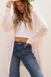 Apricot Open Front Long Sleeve Cardigan | Cardigans Daverri Fashions