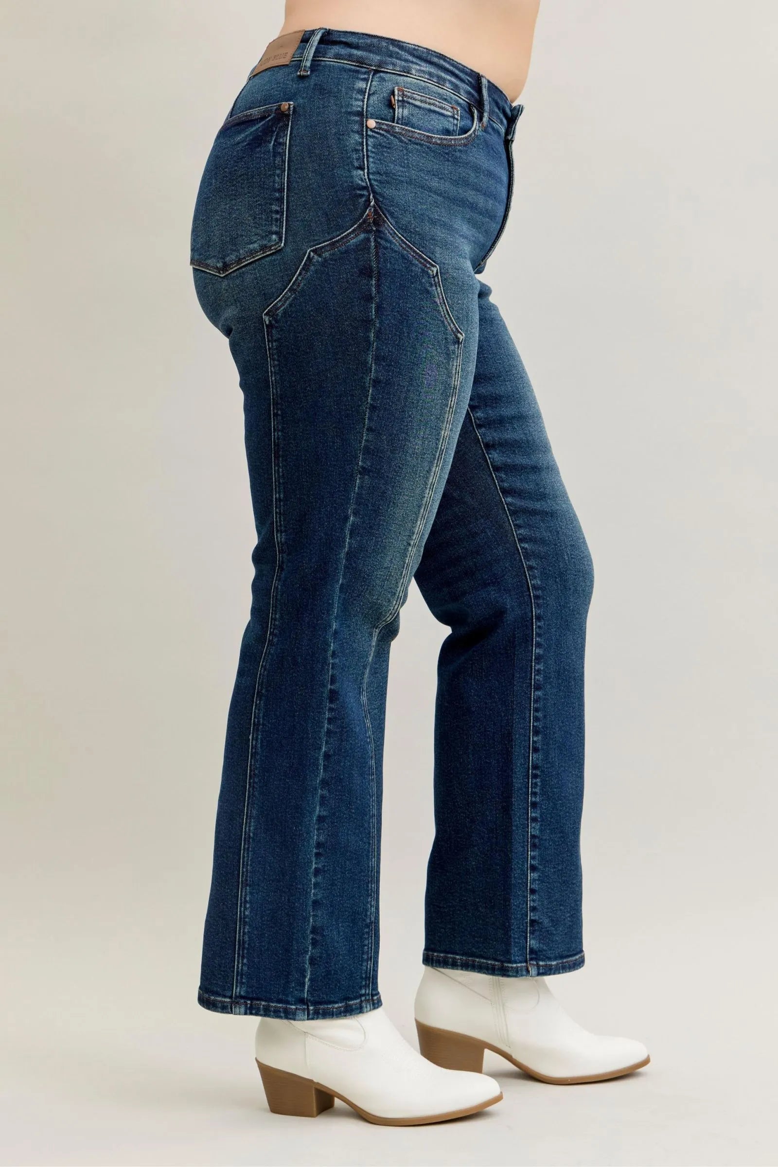 Judy Blue Full Size Seam Detail Straight Leg Jeans Plus Size | Jeans Daverri Fashions