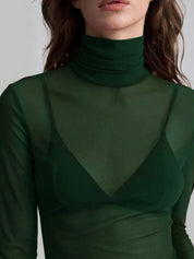 Turtleneck Long Sleeve Top | Tops Daverri Fashions