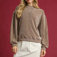 Umgee Velour Crewneck Balloon Sleeve Sweatshirt - DAVERRI FASHIONS