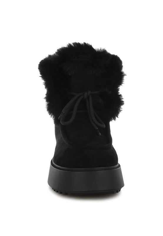 Bunting Faux Fur Collar Flatform Boots | Boots Daverri Fashions