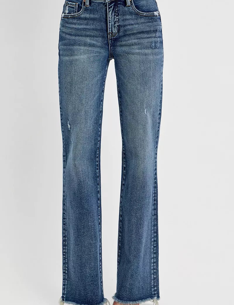 RISEN Full Size Tummy Control High Rise Long Straight Jeans Plus Size | Jeans Daverri Fashions
