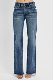 RISEN Full Size Tummy Control High Rise Long Straight Jeans Plus Size | Jeans Daverri Fashions