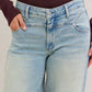 Judy Blue high-waist light-wash straight jeans with subtle fading