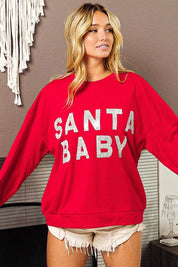 BiBi Santa Baby Lettering Christmas Sweatshirt | Sweatshirts Daverri Fashions
