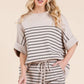 Lime 'N' Chili Striped Folded Half Sleeve Top and Shorts Set