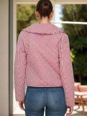 Tied Striped Long Sleeve Jacket | Jackets Daverri Fashions