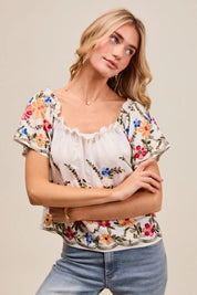 SO ME Floral Embroidered Two Way Off The Shoulder Blouse | Blouses Daverri Fashions