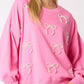 Pearl Embellished Bow Long Sleeve Sweatshirt - DAVERRI FASHIONS