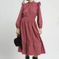 Umgee Textured Midi Dress with Ruffle Shoulder Detail