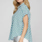 She + Sky Full Size Printed Johnny Collar Short Sleeve Blouse Plus Size Blouses