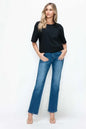 bytos Full Size Cat's Whiskers High Rise Straight Jeans - DAVERRI FASHIONS