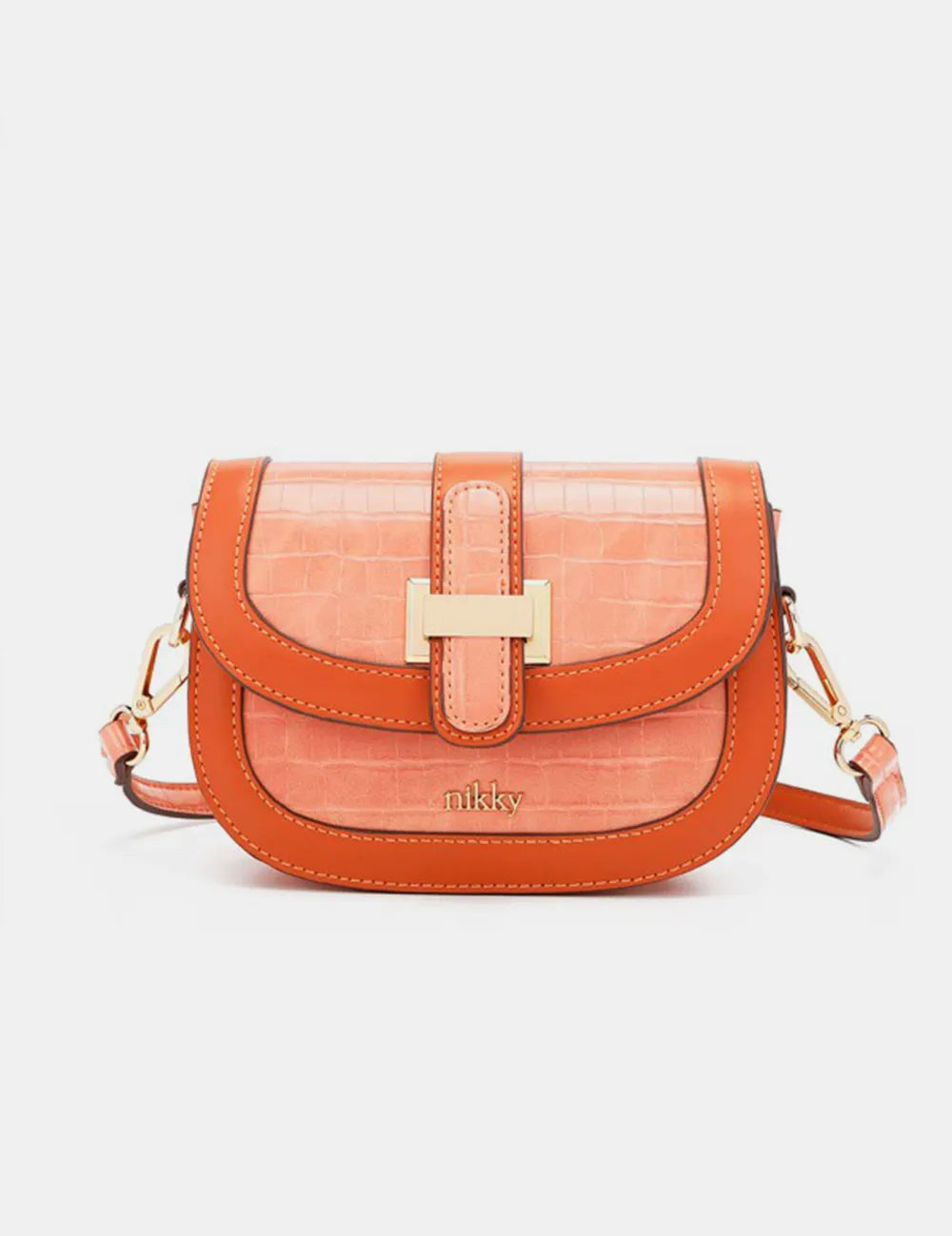 Orange One Size Croc Embossed Crossbody Bag | Handbags Daverri Fashions