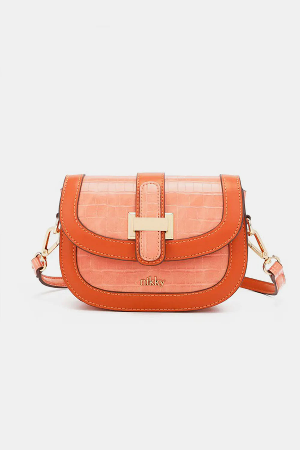 Orange One Size Croc Embossed Crossbody Bag | Handbags Daverri Fashions