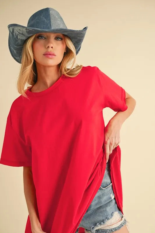 Aemi+Co Round Neck Short Sleeve Oversized T-Shirt