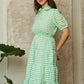 Davi & Dani Checkered Puff Sleeve Tiered Shirt Dress - DAVERRI FASHIONS