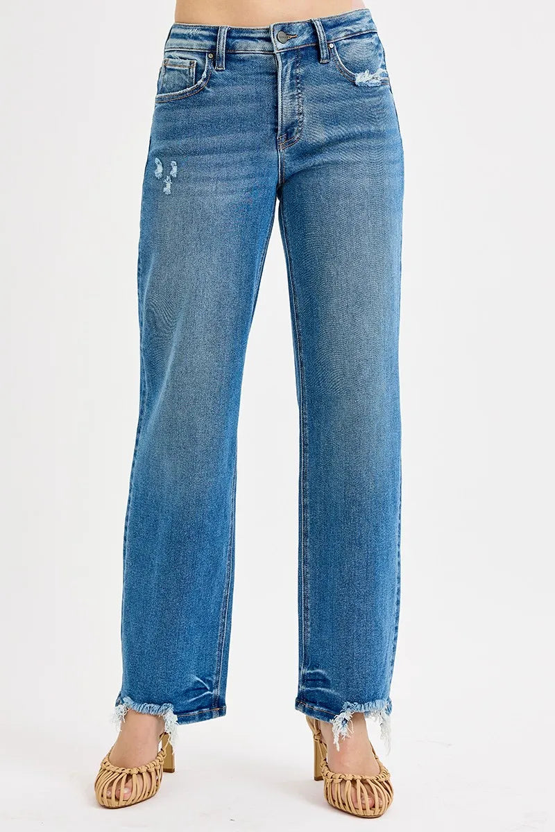 RISEN Full Size Mid Rise Baggy Jeans Plus Size Jeans