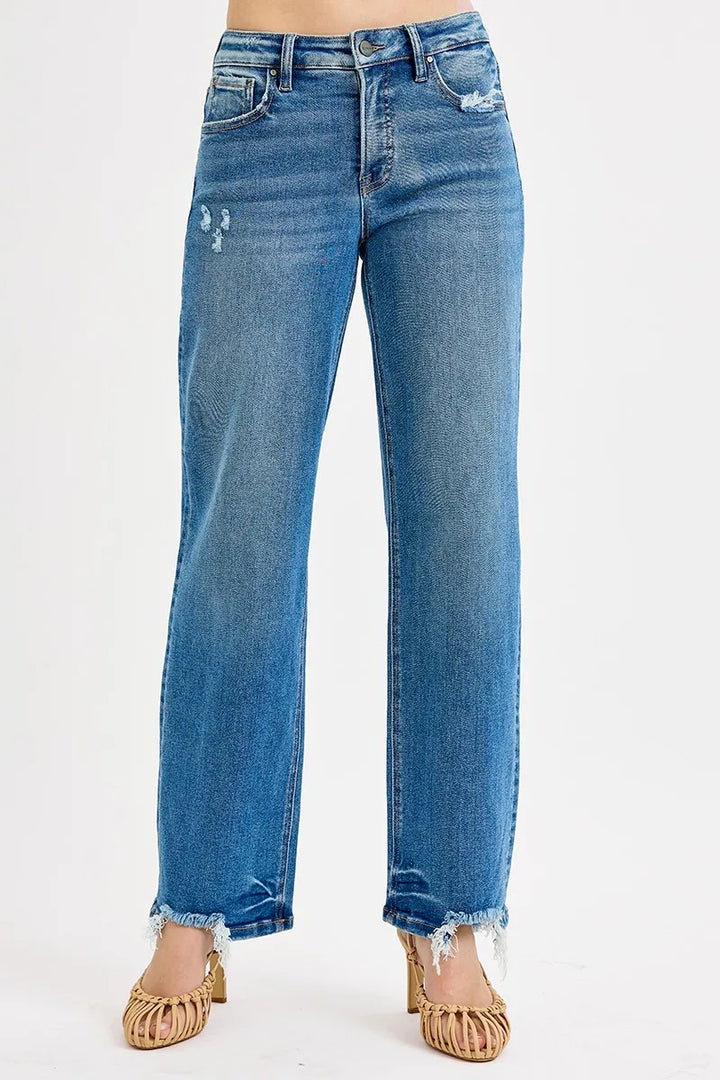RISEN Full Size Mid Rise Baggy Jeans Plus Size Jeans