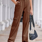 Daverri high-waisted cargo jeans in brown with multiple pockets and relaxed fit
