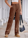 Daverri high-waisted cargo jeans in brown with multiple pockets and relaxed fit