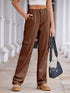 Daverri high-waisted cargo jeans in brown with multiple pockets and relaxed fit