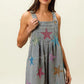 BiBi Star Rhinestone Washed Wide Leg Shortalls Shortalls