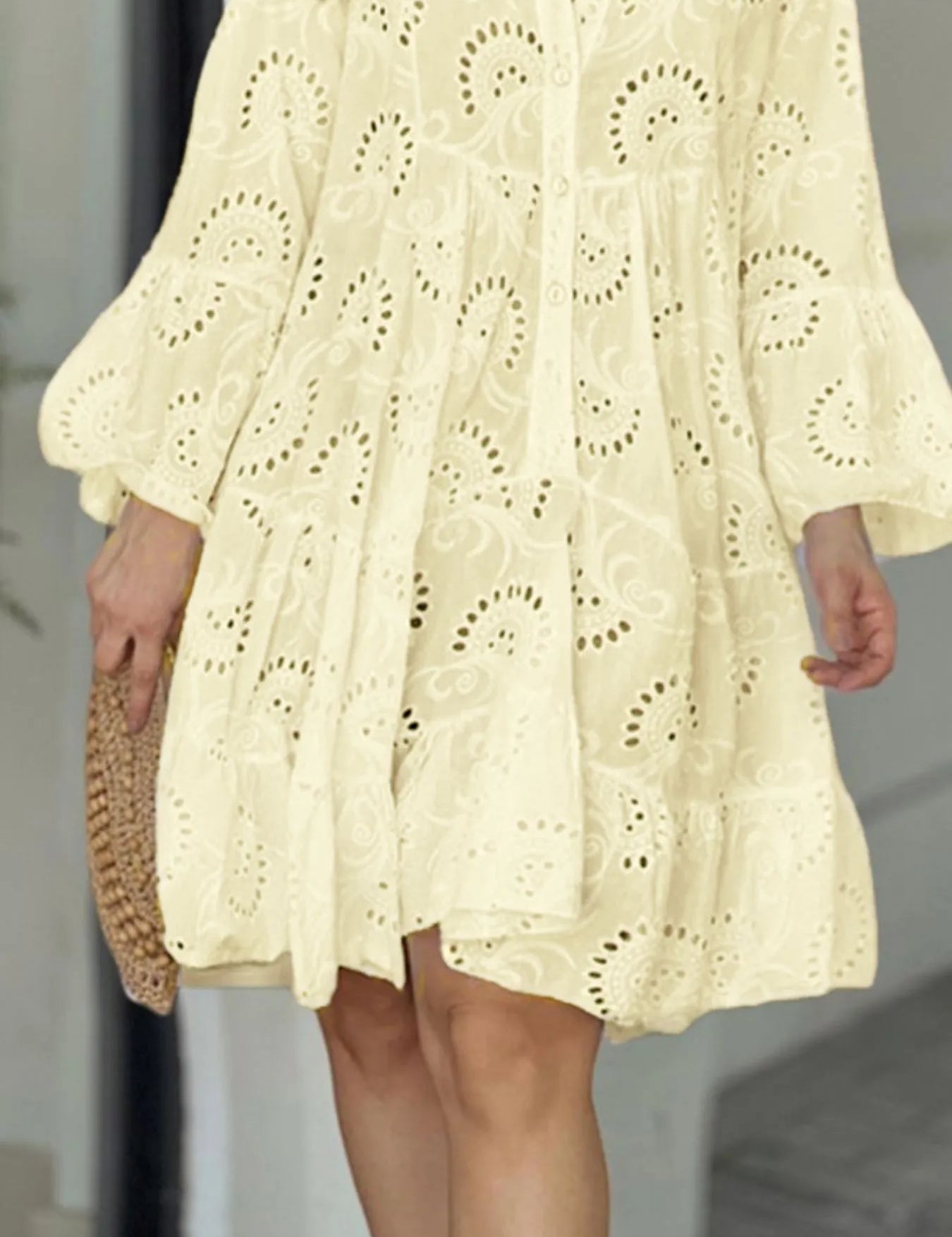 Full Size Eyelet Ruffled Hem Tiered Dress Plus Size | Mini Dresses Daverri Fashions