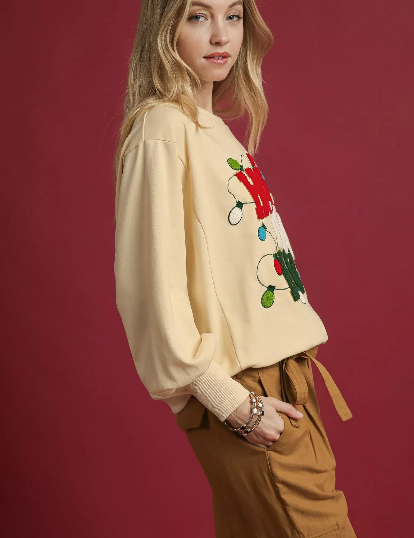 Umgee HO Applique French Terry Sweatshirt | Sweatshirts Daverri Fashions
