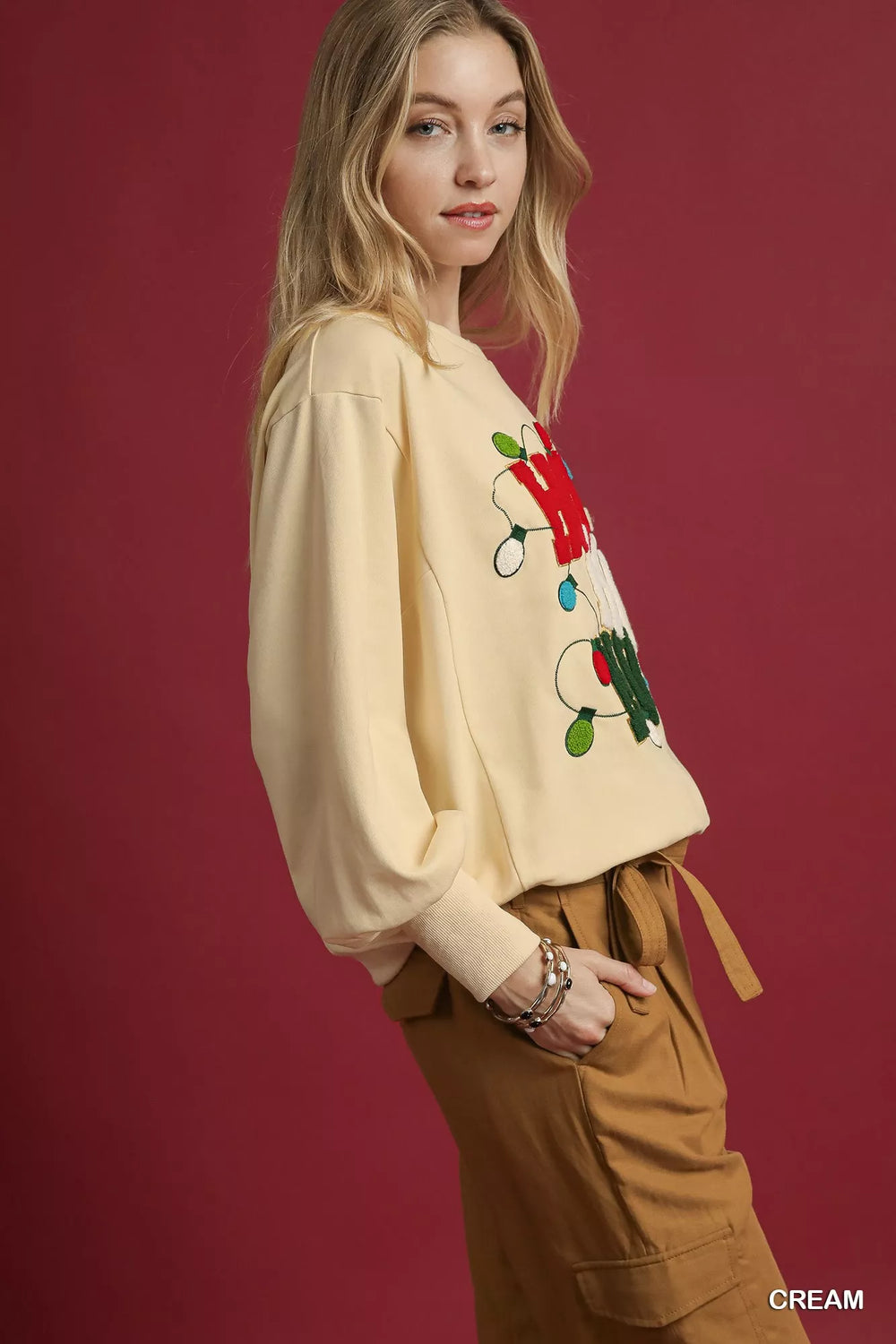 Umgee HO Applique French Terry Sweatshirt | Sweatshirts Daverri Fashions