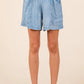 Mittoshop Washed Chambray Elastic Waist Easy Fit Shorts LT DENIM Shorts