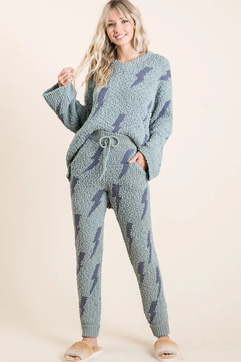 BiBi Cozy Soft Hairy Popcorn Sweater Pants | Pants Daverri Fashions