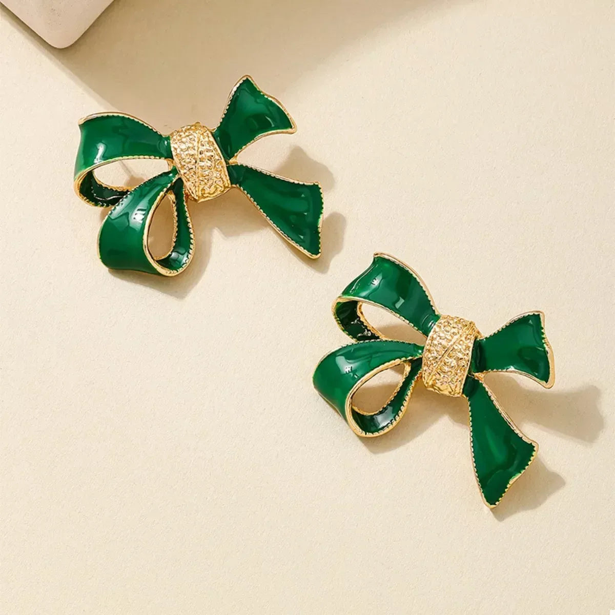 18K Gold-Plated Bow Earrings - DAVERRI FASHIONS