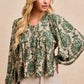 BiBi Printed Woven Front Tied Blouse with Baloon Sleeve - DAVERRI FASHIONS