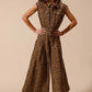 SO ME Wide Leg Leopard Twill Overalls Jumpsuit with Tuck LEOPARD