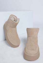 Sand Holias Chunky Heeled Snow Boots | Boots Daverri Fashions