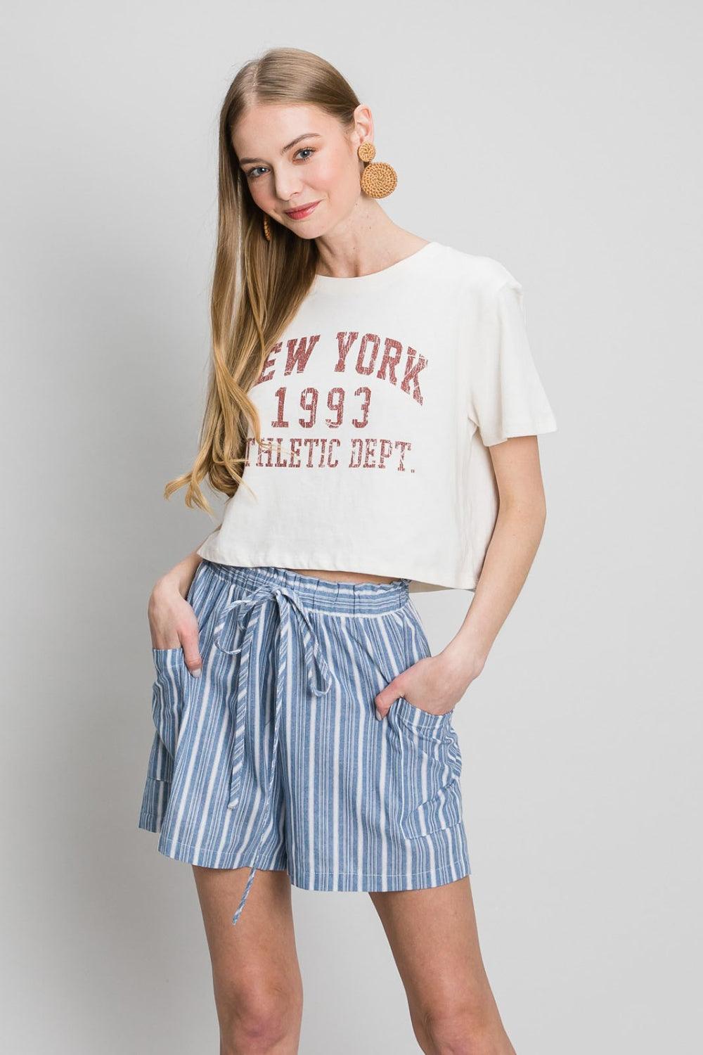 Cotton Bleu by Nu Label Yarn Dye Striped Shorts Denim Shorts