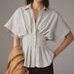 Striped Short Sleeve Button-Up Shirt - DAVERRI FASHIONS