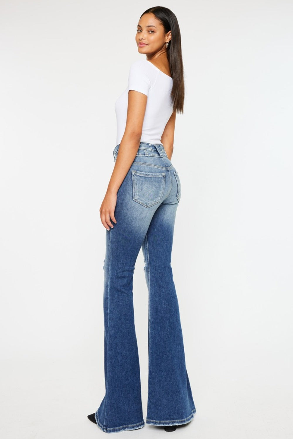 Kancan High Rise Wide Waistband Flare Jeans Jeans