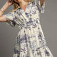 Umgee Full Size Landscape Print Collared Mini Dress Plus Size