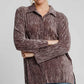 Umgee Side Slit Texture Button Up Shirt Brown