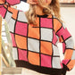 BiBi Multi Color Checker Pattern Sweater - DAVERRI FASHIONS
