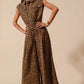 SO ME Wide Leg Leopard Twill Overalls Jumpsuit with Tuck