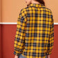 Daverri yellow and navy plaid flannel button down shirt with white grid lines