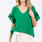 GeeGee Ruffled Short Sleeve V-Neck Blouse - DAVERRI FASHIONS