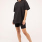 Cotton Round Neck Top & Biker Shorts Set BLACK S Outfit Sets