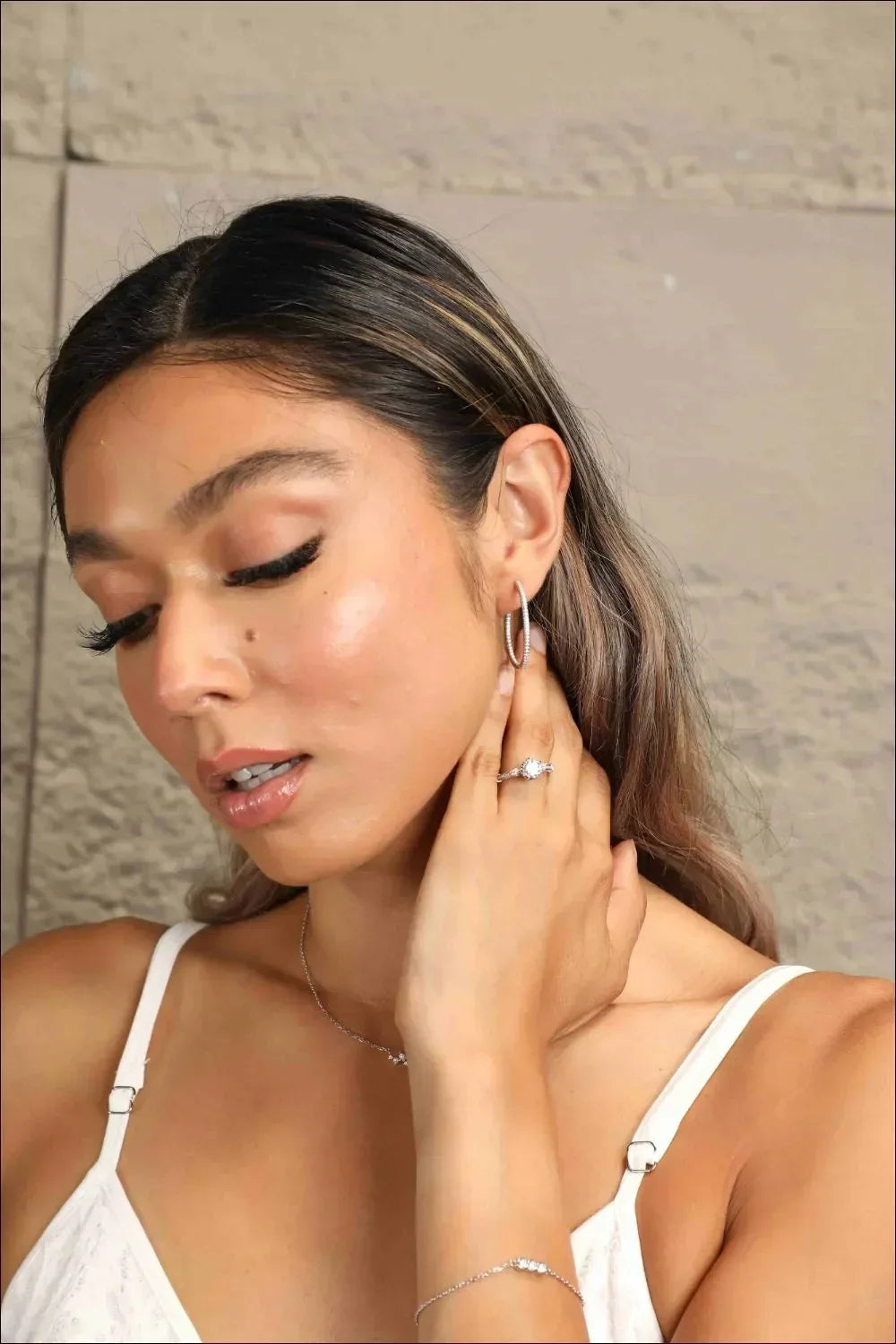 Adored Inlaid Moissanite 925 Sterling Silver Hoop Earrings - DAVERRI FASHIONS