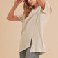 Aemi + Co Asymmetrical Front Slit Round Neck Raglan Sleeve T-Shirt T-Shirts
