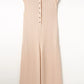 Daverri textured button-front wide-leg cap sleeve blush jumpsuit