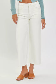 RISEN Tummy Control High Rise Crop Wide Jeans | Jeans Daverri Fashions